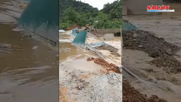 Nghệ An: Mưa lớn k&eacute;o d&agrave;i l&agrave;m nước ngập s&acirc;u, cuốn tr&ocirc;i đường tạm