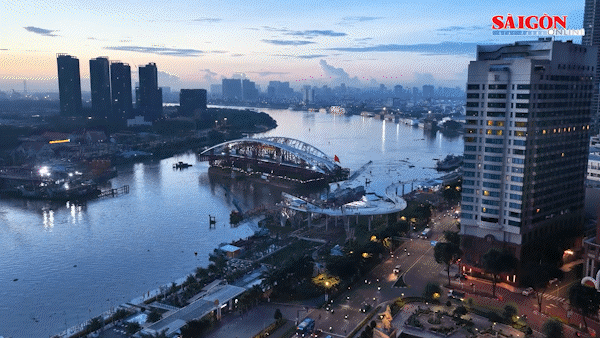 Đi b&aacute;n phở sớm, ngỡ ng&agrave;ng ngắm 'l&aacute; dừa nước' khổng lồ trong &aacute;nh b&igrave;nh minh th&agrave;nh phố